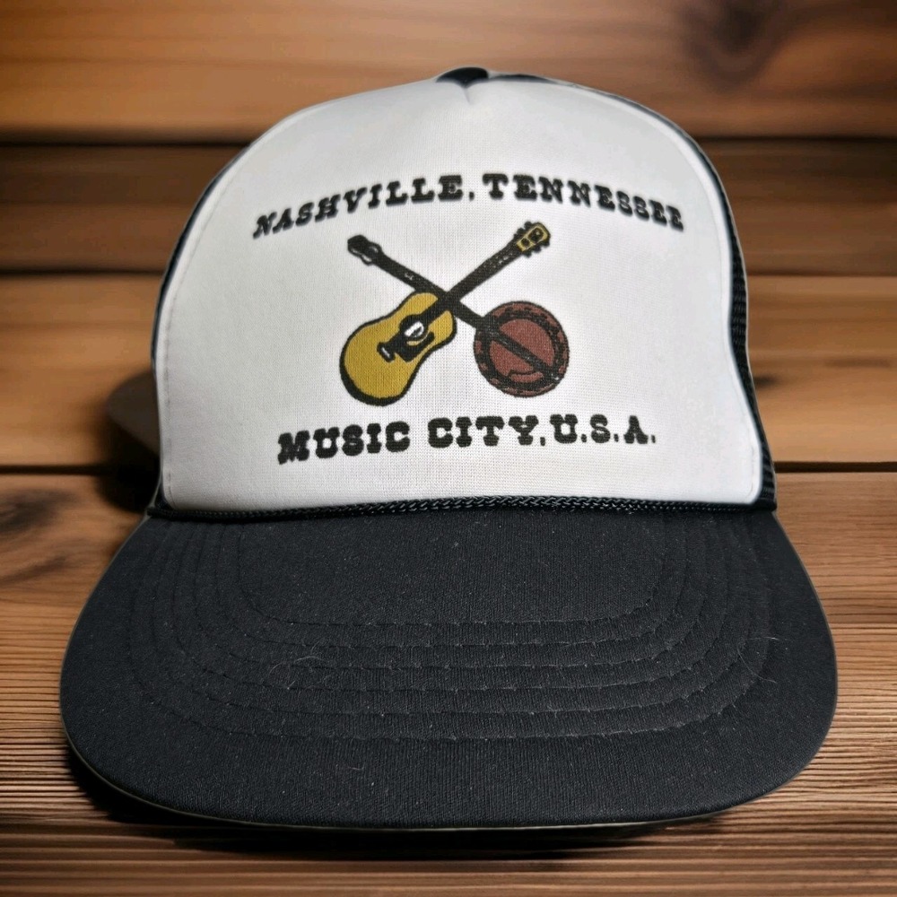 Vintage 90s Nashville Music City USA Trucker Hat‎ Snapback Adjustable OSFM